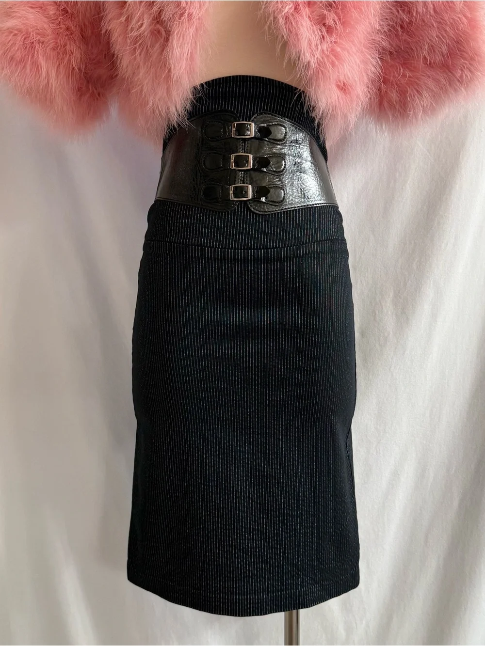 Y2K High Waist Pinstripe Pencil Skirt